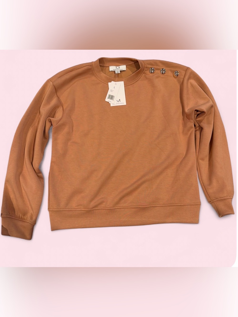 Magaschoni Button-Shoulder Crewneck Sweater - Camel